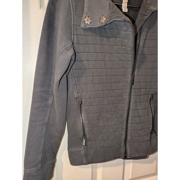 Lululemon Athletica Womens 4 Black Ribbed Jacket Asymmetrical Zip Cowl Collar - Picture 4 of 13